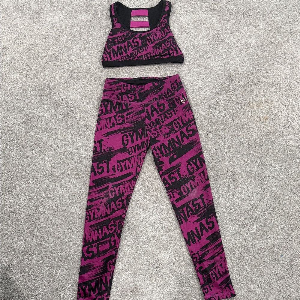 Justice Pink and Black Gymnast Matching Set